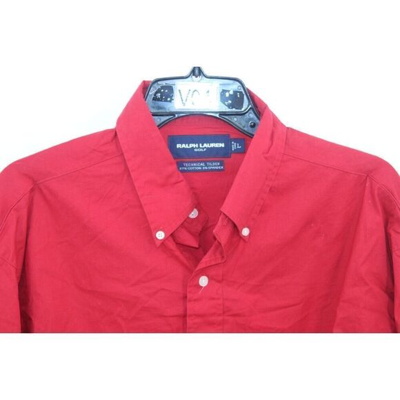 Ralph Lauren Golf Red Technical Tilden Button-Down Shirt L - Picture 2 of 6